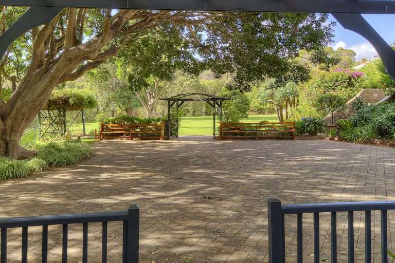 Emily Rose Terrace view of the gardens